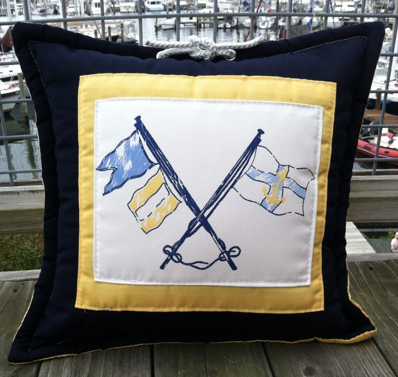 Ralph Lauren Nautical Crossed Flags INDOOR OUTDOOR Fabric Pillow covers