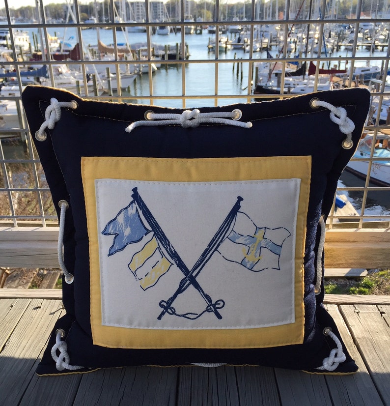 Ralph Lauren Nautical Crossed Flags INDOOR OUTDOOR Fabric Pillow covers