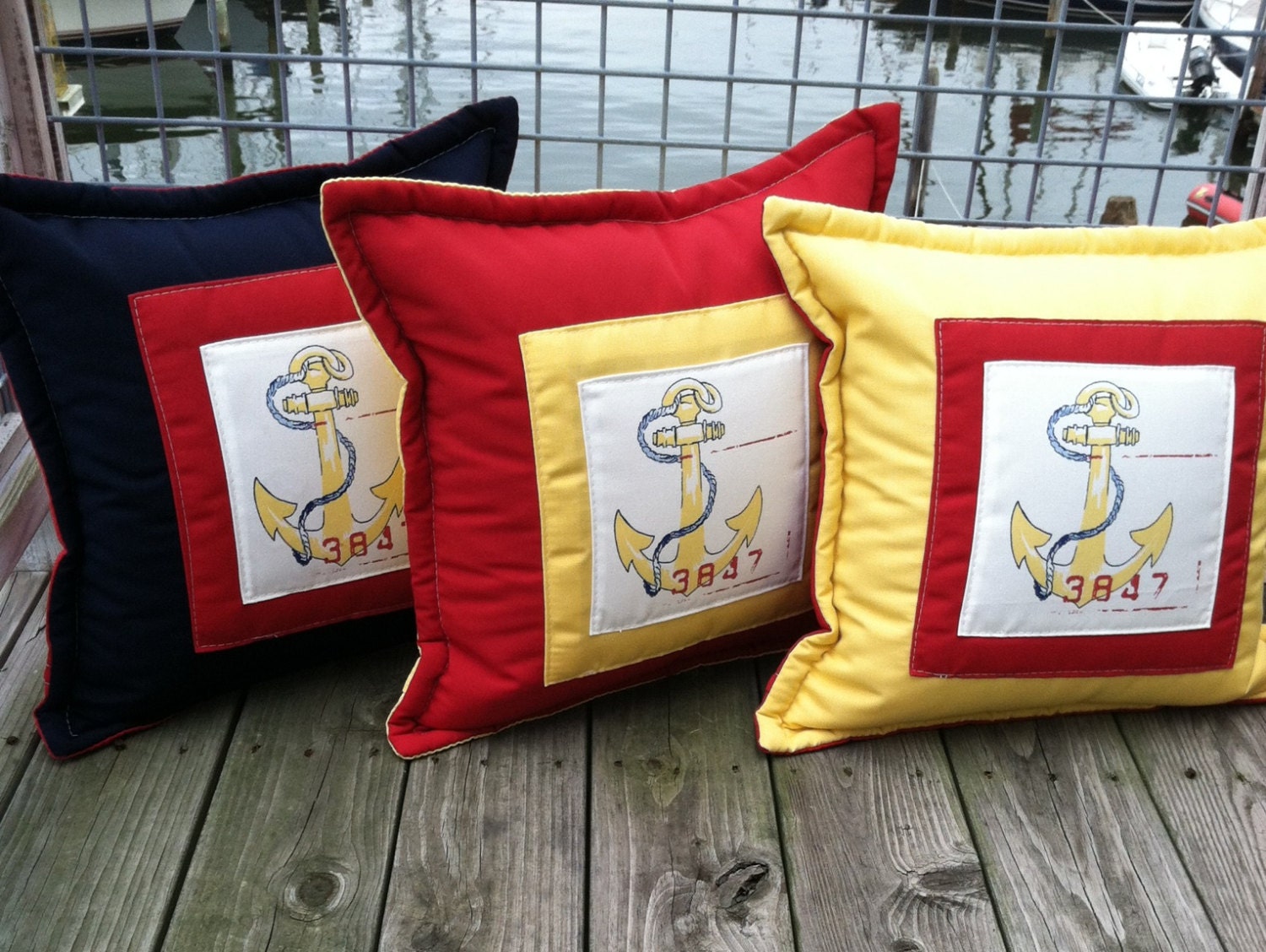Ralph Lauren Nautical Yellow Anchor INDOOR OUTDOOR Pillow covers With