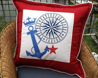 Ralph Lauren Anchor & Compass Rose INDOOR OUTDOOR fabric Pillow (cover)