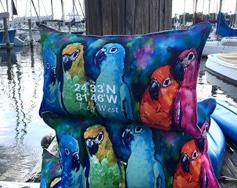 ParrotHead Pillows with KeyWest LatitudeLongitude