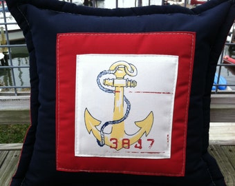 Ralph Lauren Nautical Yellow Anchor INDOOR OUTDOOR Pillow (covers) with decorative grommets & line(option).