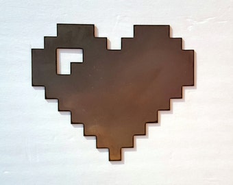 8 Bit Pixel Heart Metal Sign