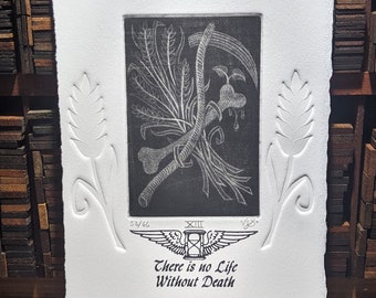 There is no Life without Death - Mezzotint, Letterpress, Blind Embossing