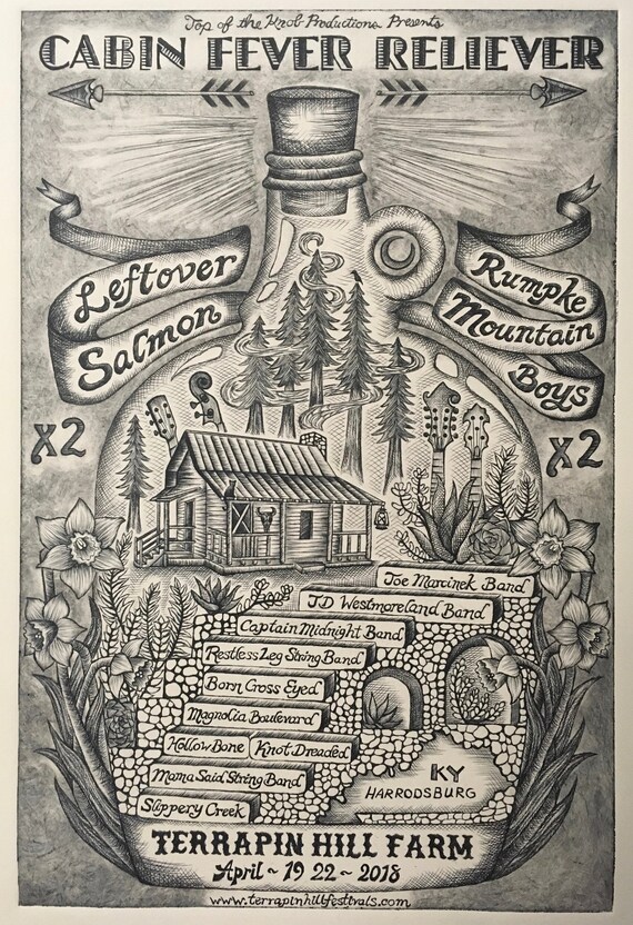 Cabin Fever Reliever Print Leftover Salmon Rumpke Mountain Etsy