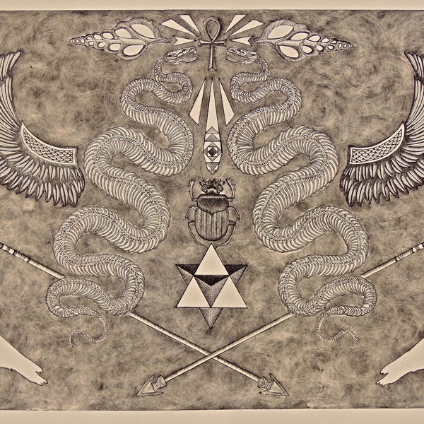 Serpent Print - Drypoint Carving (Intaglio)