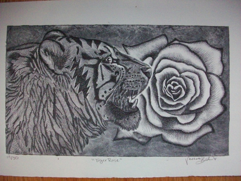 Tiger Rose Intaglio Print image 2