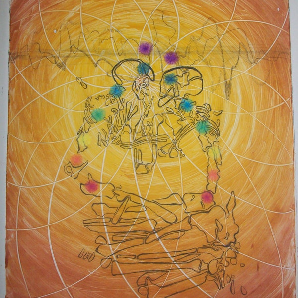 Two Souls in Communion - Print - Intaglio & Monoprint w/ Watercolor