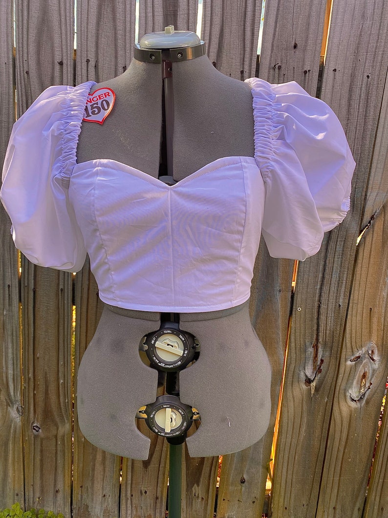 Bustier Puff Sleeve Crop Top