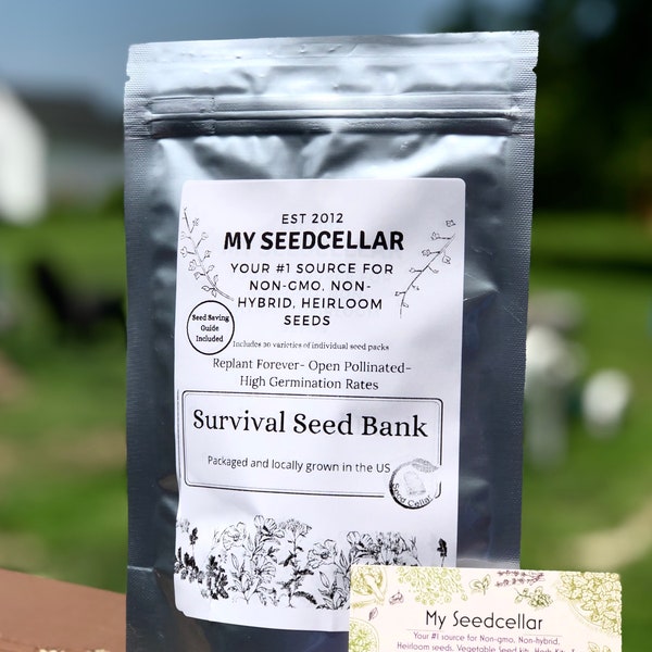 Vegetable seed pack, storage seed kit, sealed in mylar bag, heirloom seeds with 30 varieties of vegetables