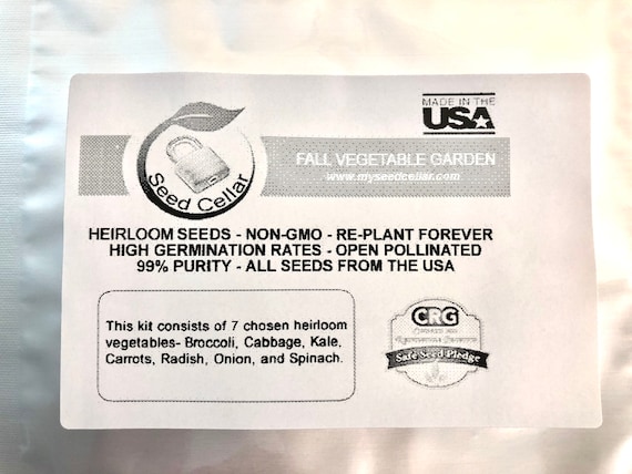 Fall Vegetable Garden Seed Kit, 7 Heirloom Varieties