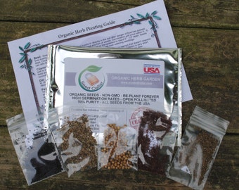 Organic Herb Kit-5 Herbs-Easy to Grow! Basil, Oregano, Cilantro, Dill, and Parsley