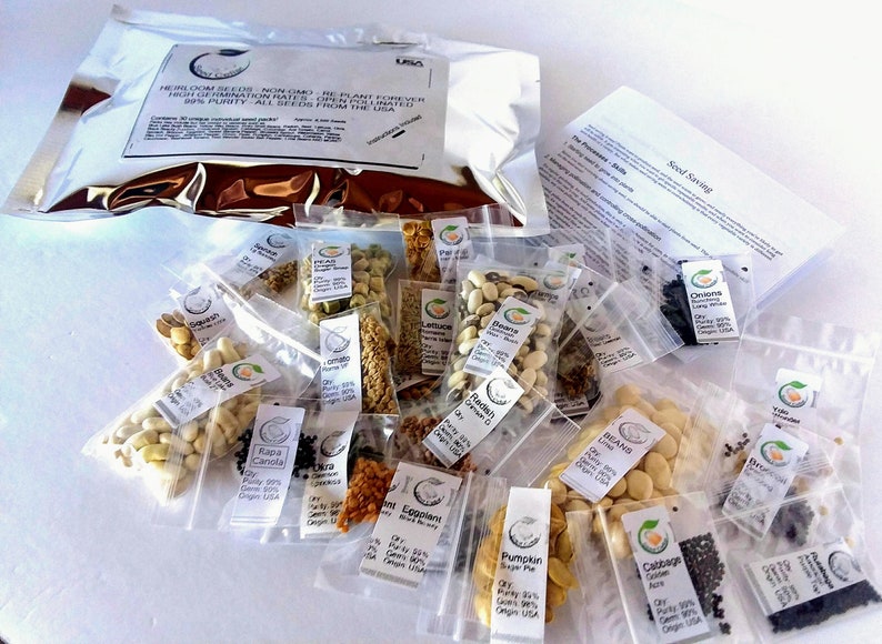 Vegetable seed pack, storage seed kit, sealed in mylar bag, heirloom seeds with 30 varieties of vegetables image 3