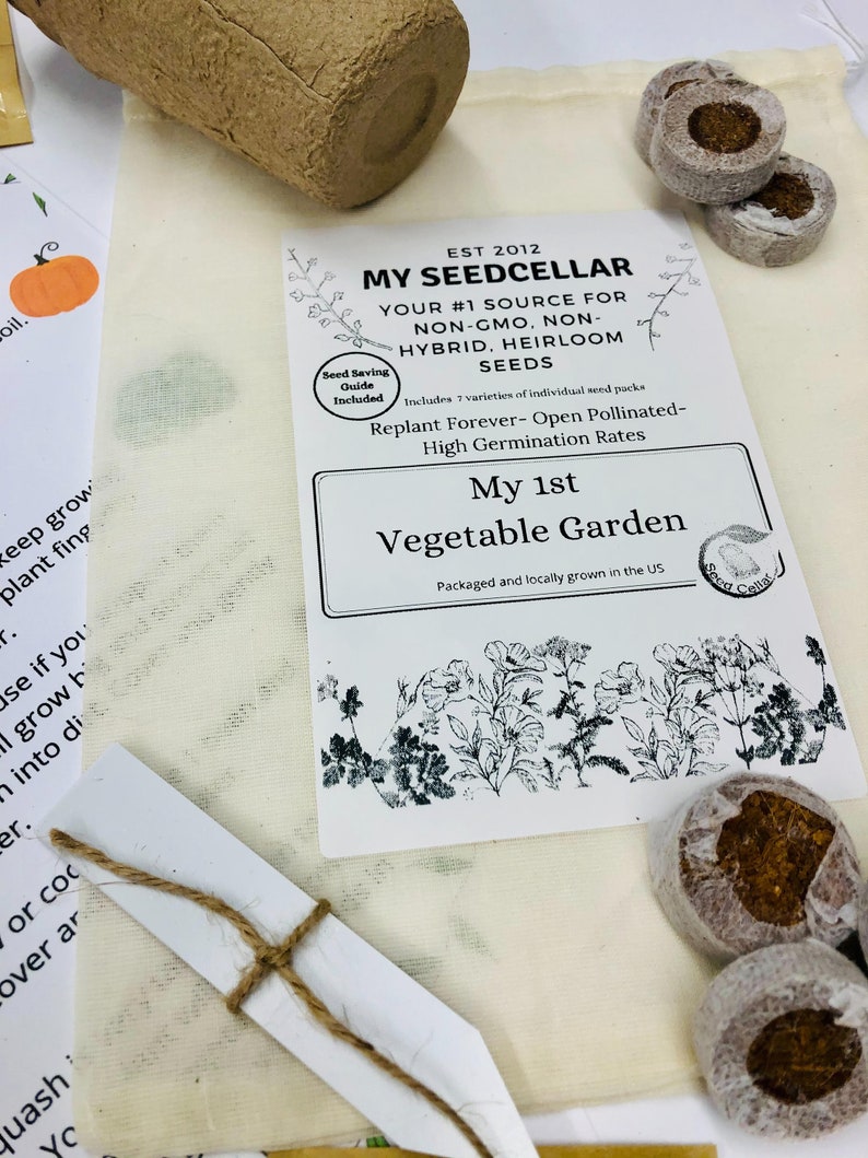 My First Vegetable Garden Kit for Kids, Heirloom Seed Kit, Kids Gardening Craft, Vegetable Seeds, Garden Gift for Kids image 9