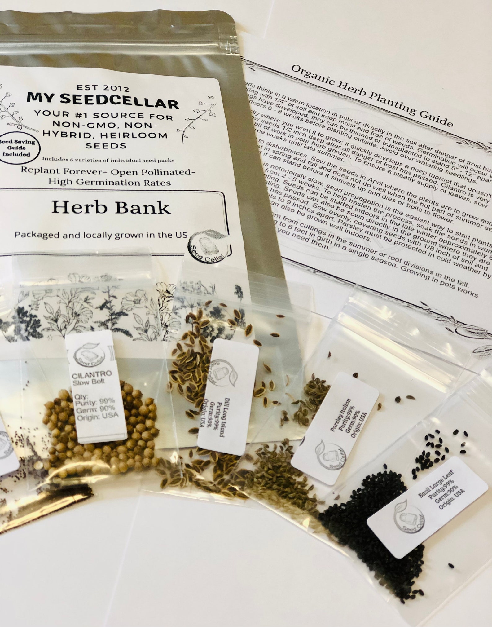 Organic Herb Kit5 Herbseasy to Grow Free Shipping Etsy