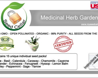 Medicinal Herb Bank- 15 Herbs! | Organic seeds for growing, garden seeds, Herbal Seeds for garden, Yarrow, Hyssop, Cayenne, Lemon Balm,