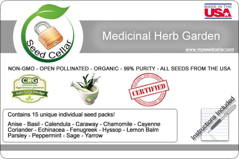 Medicinal Herb Bank 15 Herbs Organic seeds for growing, garden seeds, Herbal Seeds for garden image 9