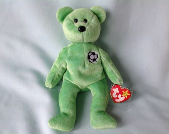 MWMTs Stuffed Animal PRISTINE! TY Beanie Baby KICKS the Soccer Bear 8.5 inch
