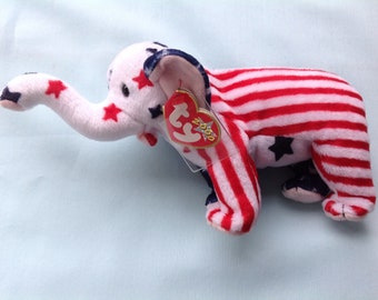 elephant beanie baby with american flag