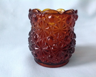Lenox Amber Candleholder Daisy and Buttons Pattern Votive Candle Holder