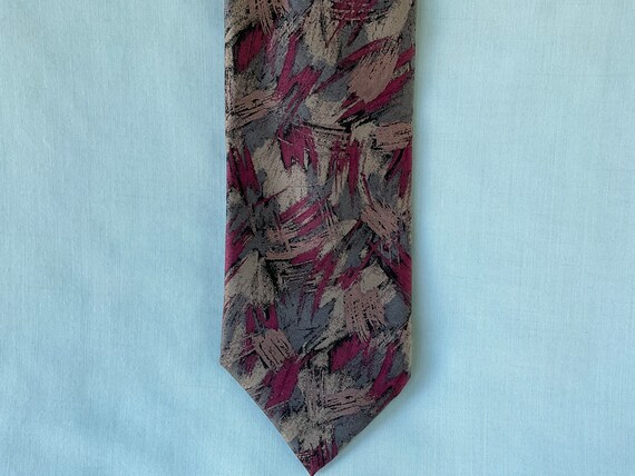 Enrico Coveri Necktie Gray, Tan and Red Brush Str… - image 2