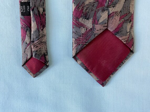 Enrico Coveri Necktie Gray, Tan and Red Brush Str… - image 7