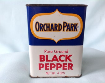 Orchard Park Spice Tin Black Pepper Orchard Park Foods vintage Spice Container