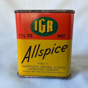 IGA Vintage Spice Tin Allspice Spice Container Independent Grocers Alliance