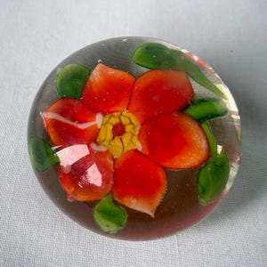 Red Flower Paperweight Glass Flower Paperweight