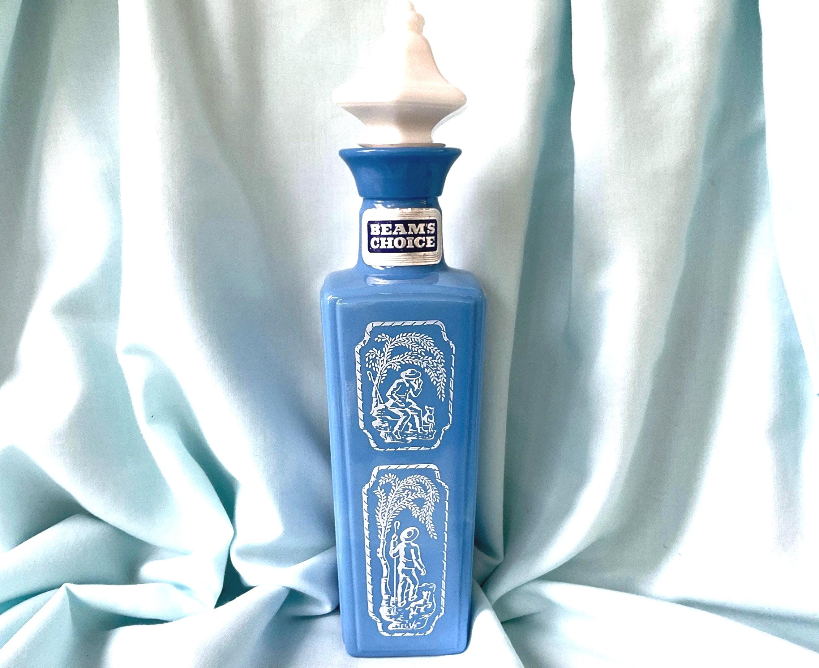 Jim Beam Blue Bottle Beam's Choice Blue Wedgewood Style Decanter