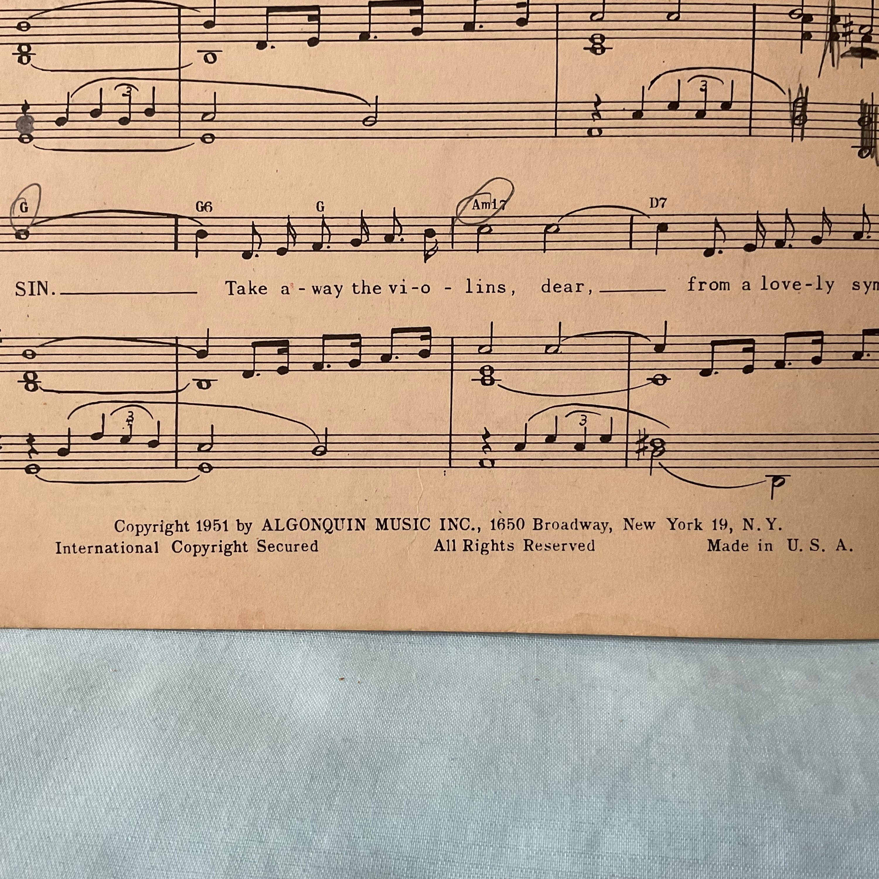 Sin (It's No Sin) Piano y partituras vocales con acordes de guitarra 1951 -  Etsy México, image size:3000x3000