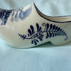 Blue Delft Shoe Holland Hand Painted Windmill Shoe Dutch Shoe Distel