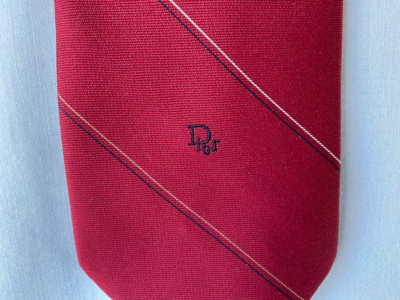 Christian Dior Necktie Deep Red Tie with narrow S… - image 2
