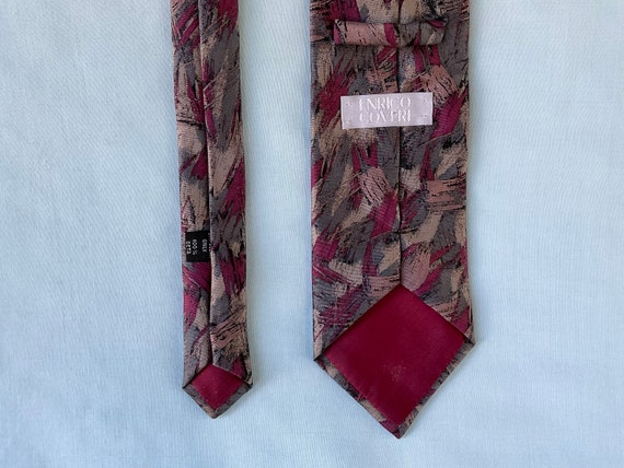 Enrico Coveri Necktie Gray, Tan and Red Brush Str… - image 5