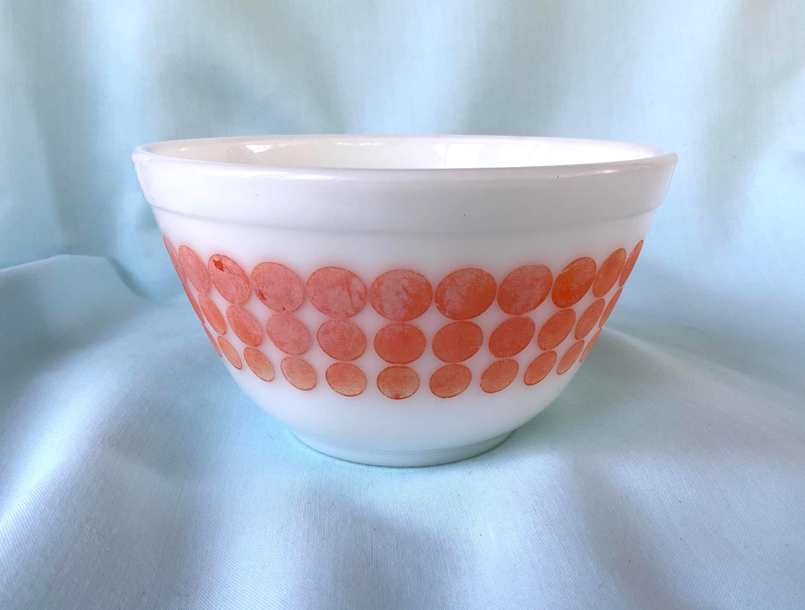 Pyrex Vintage White Bowl With Orange Polka Dots - Etsy
