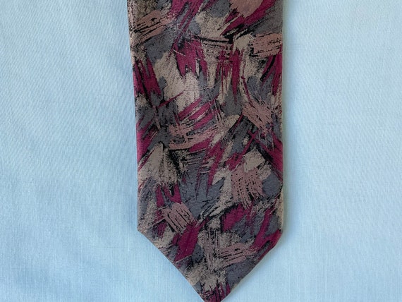 Enrico Coveri Necktie Gray, Tan and Red Brush Str… - image 1