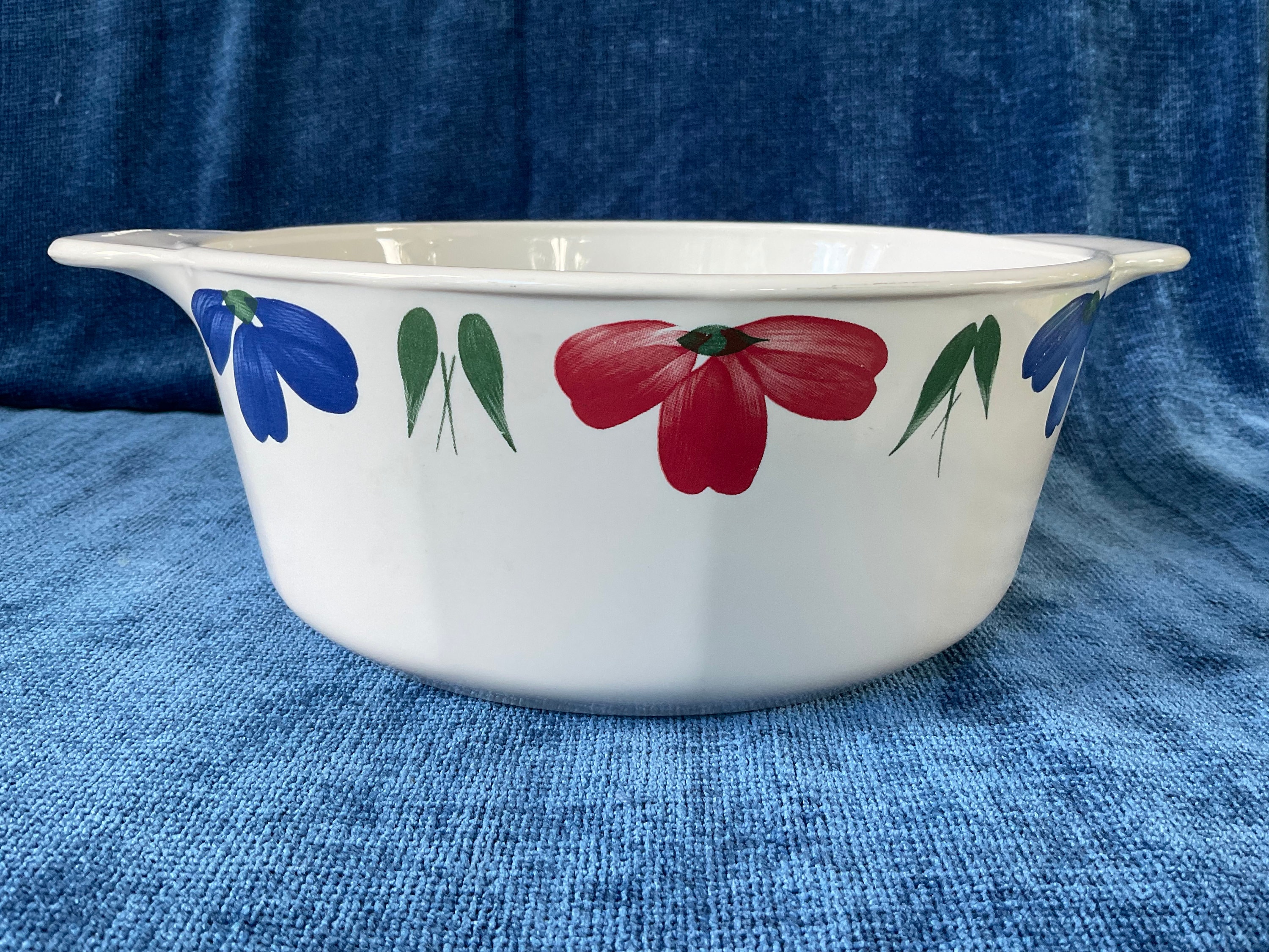 Corning 1156 Versa Pot Burgundy Cobalt Flowers Pattern Jewflora - Etsy