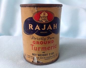 Rajah Spice Tin Turmeric Spice Container Quaker Maid Company