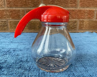 Red lid Syrup Dispenser Glass Syrup Container Syrup Bottle 4"