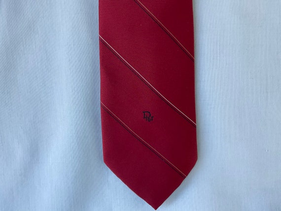 Christian Dior Necktie Deep Red Tie with narrow S… - image 1