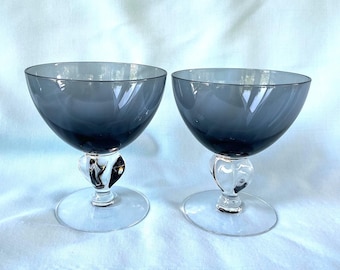 Bicchieri da champagne o sorbetto Smoke Stemware Charcoal Set di 2