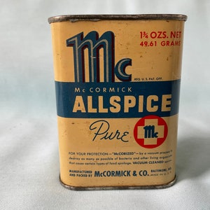 McCormick Bee Brand Spice Tin Allspice Vintage Spice tin