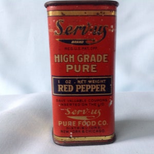 Serv-Us Spice Tin Red Pepper Tin Pure Food Co.