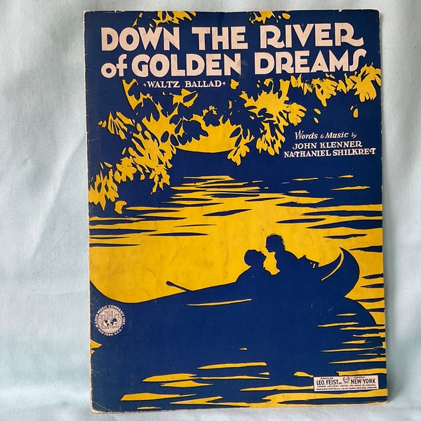 Down The River of Golden Dreams Sheet Music 1930 Piano Vocal Ukulele Sheet Music Waltz Ballad Sheet Music