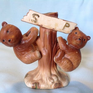 Climbing Bears Salt and Pepper Shakers Brown Bears in Tree Salt and Pepper Shakers