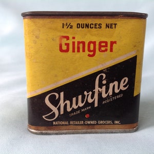 Shurfine Ginger Spice Container Tin National Retailer-Owned Grocers