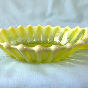 Vaseline Opalescent Glass Nappy George Davidson Glass Yellow-Green Depression Glass