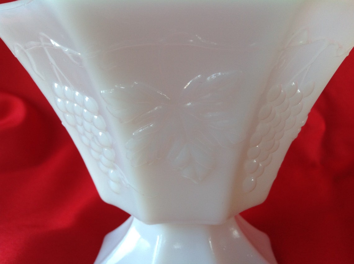 Milk Glass Compote, Fruit Bowl, Planter Milk Glass Candy Dish Anchor ...