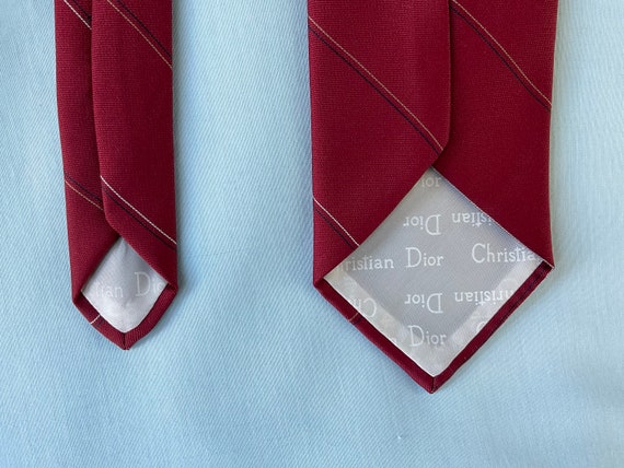 Christian Dior Necktie Deep Red Tie with narrow S… - image 7