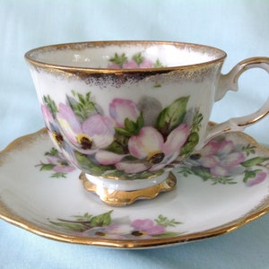 Dogwood Cup and Saucer Pink Floral Cup Made in Japan Magnolia Cup and Saucer
